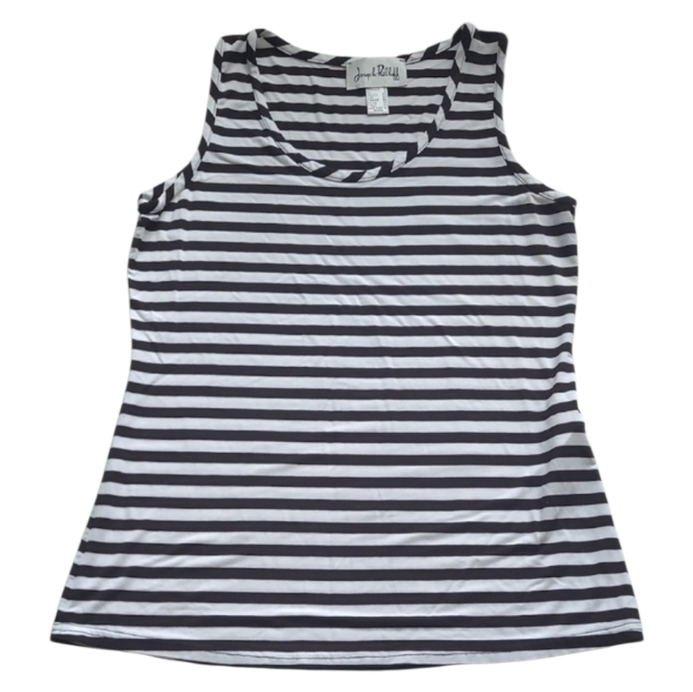 Joseph Ribkoff Striped Tank Rayon Blend Black White